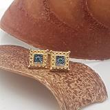 0.05 Carat (ctw) 18k Yellow Gold Plated Sterling Silver Blue Diamond Ladies Stud Earrings