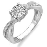 0.16 Carat (ctw) 10k White Gold Round Cut Diamond Ladies Engagement Bridal Split Shank Promise Ring