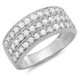 1.00 Carat (ctw) 10K White Gold White Round Diamonds Ladies Anniversary Wedding Band 1 CT