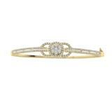 0.89 Carat (ctw) Round Diamond Three Overlapping Circle Bangle Bracelet for Ladies | 18K Yellow Gold
