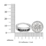 1.01 Carat (ctw) 10K White Gold Real Round Cut Black Diamond Men's Channel Set 7 Stone Anniversary Wedding Band 1 CT