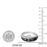 1.00 Carat (ctw) Sterling Silver 3-Stone Black Round Diamonds Men's Anniversary Wedding Band 1 CT