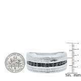 0.51 Carat (ctw) Sterling Silver Round Black Diamond Ladies Anniversary Ring Wedding Band 1/2 CT