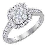 0.62 Carat (ctw) 14K White Gold Round & Princess Cut White Diamond Ladies Bridal Engagement Ring