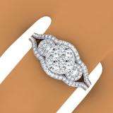 0.75 Carat (ctw) 14K White Gold Round White Diamond Ladies Bridal Split Shank Cluster Engagement Ring 3/4 CT