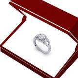 0.75 Carat (ctw) 14K White Gold Round White Diamond Ladies Bridal Split Shank Cluster Engagement Ring 3/4 CT