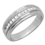 Round White Diamond Anniversary Wedding Band for Men 1/4 CT (0.25 ctw Color I-J Clarity I2-I3) in 925 Sterling Silver