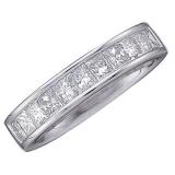 1.00 Carat (ctw) 14k White Gold Princess Cut White Diamond Ladies Fashion Anniversary Wedding Invisible Band