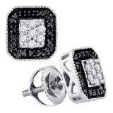 0.25 Carat (ctw) 10k White Gold Brilliant White & Black Diamond Ladies Fashion Stud Earrings