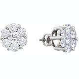 0.50 Carat (ctw) 14K White Gold Round White Diamond Ladies Cluster Flower Earrings 1/2 CT