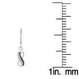 0.20 Carat (ctw) Sterling Silver Round Black & White Diamond Ladies Swirl Infinity Dangling Earrings 1/5 CT