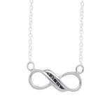 0.05 Carat (ctw) 925 Sterling Silver Round Black Diamond Ladies Infinity Shape 5 Stone Pendant With Free Chain
