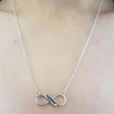 0.05 Carat (ctw) 925 Sterling Silver Round Black Diamond Ladies Infinity Shape 5 Stone Pendant With Free Chain
