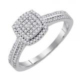 0.33 Carat (ctw) 10K White Gold Round Diamond Ladies Bridal Micro Pave Engagement Ring 1/3 CT