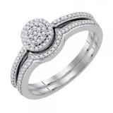 0.25 Carat (ctw) 10k White Gold Round White Diamond Ladies Micropave Wedding Ring Set 1/4 CT