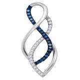 0.10 Carat (ctw) 10K White Gold Blue & White Diamond Micro Pave Ladies Infinity Swirl Pendant