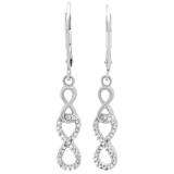 0.20 Carat (ctw) Sterling Silver Round White Diamond Ladies Infinity Swirl Dangling Earrings 1/5 CT