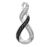 0.08 Carat (ctw) 10k White Gold Black Diamond Ladies Infinity Pendant