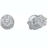 0.15 Carat (ctw) 14K White Gold Round White Diamond Ladies Cluster Flower Earrings