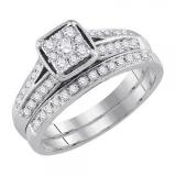 0.50 Carat (ctw) 14K White Gold Round White Diamond Ladies Split Shank Fashion Bridal Ring Set 1/2 CT