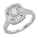 1.22 Carat (ctw) 14K White Gold Round Cut White Diamond Ladies Halo Style Bridal Engagement Ring With 0.33 Ct Round Center 1 1/4 CT