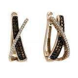 0.50 Carat (ctw) 14k Rose Gold Brilliant White & Cognac Diamond Ladies Fashion Earrings 1/2 CT