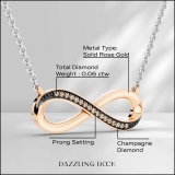 0.06 Carat (ctw) 10K Rose Gold Round Champagne Diamond Ladies Infinity Shape Pendant