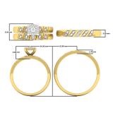 0.13 Carat (ctw) 10K Yellow Gold Round White Diamond Men's & Women's Engagement Ring Trio Bridal Set