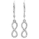 0.25 Carat (ctw) 10K White Gold Round White Diamond Ladies Infinity Swirl Dangling Earrings 1/4 CT