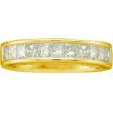 1.00 Carat (ctw) 14k Yellow Gold Princess Cut White Diamond Ladies Fashion Anniversary Wedding Invisible Band