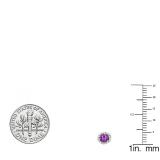 0.50 Carat (ctw) 14K White Gold Round Purple Amethyst & White Diamond Ladies Halo Style Stud Earrings 1/2 CT