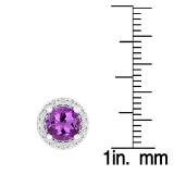 1.65 Carat (ctw) 14K White Gold Round Amethyst & White Diamond Ladies Halo Style Stud Earrings