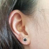 1.00 Carat (ctw) 10K White Gold Round Black & White Diamond Ladies Halo Style Stud Earrings 1 CT