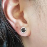 1.00 Carat (ctw) 14K White Gold Round Black & White Diamond Ladies Halo Style Stud Earrings 1 CT