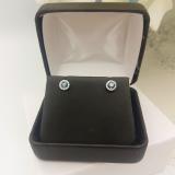 0.50 Carat (ctw) 10K White Gold Round Blue & White Diamond Ladies Halo Style Stud Earrings 1/2 CT