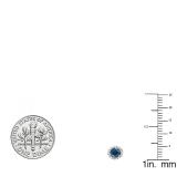 0.50 Carat (ctw) 14K White Gold Round Blue & White Diamond Ladies Halo Style Stud Earrings 1/2 CT