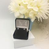0.50 Carat (ctw) 14K White Gold Round Blue & White Diamond Ladies Halo Style Stud Earrings 1/2 CT