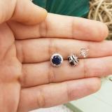 2.00 Carat (ctw) 10K White Gold Round Blue Sapphire & White Diamond Ladies Halo Style Stud Earrings 2 CT