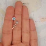 0.50 Carat (ctw) 10K White Gold Round Blue Topaz & White Diamond Ladies Halo Style Stud Earrings 1/2 CT