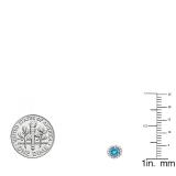 0.50 Carat (ctw) 14K White Gold Round Blue Topaz & White Diamond Ladies Halo Style Stud Earrings 1/2 CT