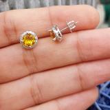 2.00 Carat (ctw) 10k White Gold Round Yellow Citrine & White Diamond Ladies Halo Style Stud Earrings 2 CT