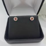 0.50 Carat (ctw) 10K White Gold Round Red Garnet & White Diamond Ladies Halo Style Stud Earrings 1/2 CT