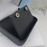 0.50 Carat (ctw) 14K White Gold Round Red Garnet & White Diamond Ladies Halo Style Stud Earrings 1/2 CT