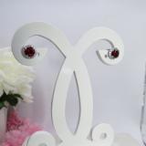 1.00 Carat (ctw) 18K White Gold Round Red Garnet & White Diamond Ladies Halo Style Stud Earrings 1 CT