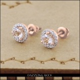 1.00 Carat (ctw) 10K Rose Gold Round Morganite & White Diamond Ladies Halo Style Stud Earrings 1 CT