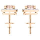 2.00 Carat (ctw)Sterling Silver Round Morganite & White CZ Ladies Halo Style Stud Earrings 2 CT