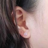 0.50 Carat (ctw) 10K White Gold Round Pink Sapphire & White Diamond Ladies Halo Style Stud Earrings 1/2 CT
