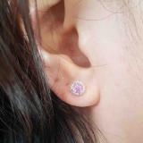 0.50 Carat (ctw) 14K White Gold Round Pink Sapphire & White Diamond Ladies Halo Style Stud Earrings 1/2 CT