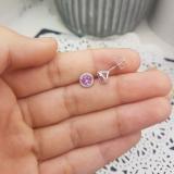 1.00 Carat (ctw) 14K White Gold Round Pink Sapphire & White Diamond Ladies Halo Style Stud Earrings 1 CT