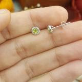 0.50 Carat (ctw) 14K White Gold Round Green Peridot & White Diamond Ladies Halo Style Stud Earrings 1/2 CT